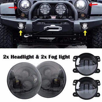 

2 x DOT Approved 7 Inch LED Projector Hi/Lo Beam Headlight Matching 4" Led Fog Lights For Jeep Wrangler JK