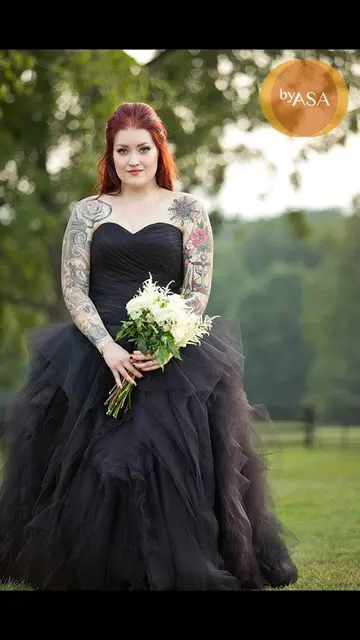 Gorgeous Black Wedding Dress With Tulle Custom Made Sweetheart Gorgeous Black Wedding Dress With Tulle Custom Made Sweetheart Neckline Women Bride Dresses Plus Size Vestido De Noiva