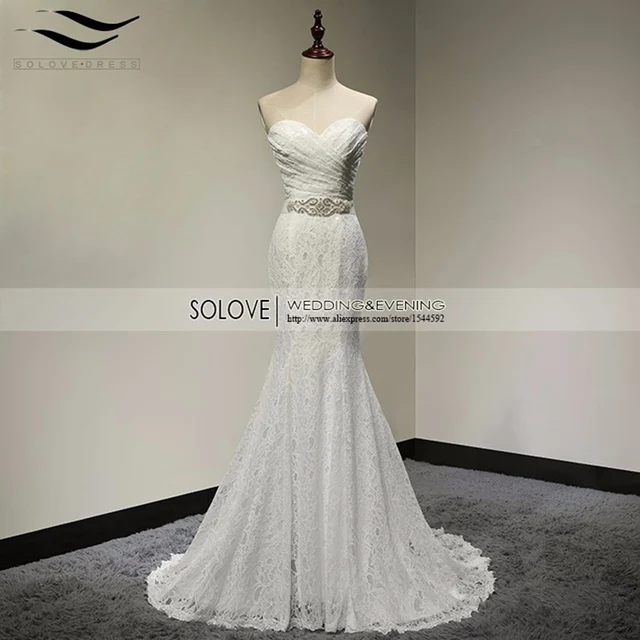 Pleat Люкс Свадебное Платье Реальные Фото Белое Кружево Дешевые Русалка свадебное Платье 2017 Винтаж Sash Платье Невесты vestido Де noiva 2017