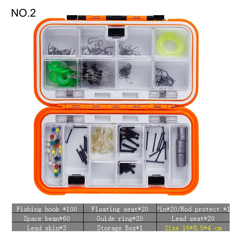Рыболовные снасти Коробка для волос комбинированная коробка аксессуары крючки резиновые трубки Вертлюги бусины рукава пробки 1 комплект X203 - Цвет: NO2