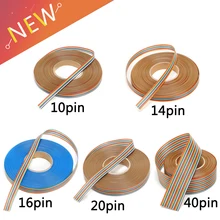 1 метр 16 Pin Плоский IDC ленточный удлинитель 10/14/20/26/34/40/50 Pin Радужный провод с 1,27 мм шаг линии подключения проводов