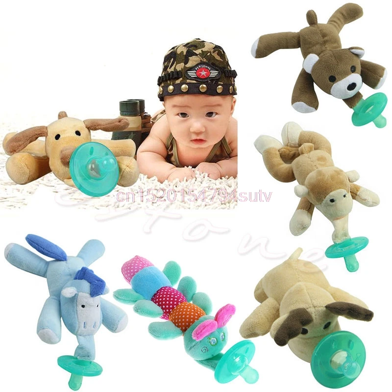 Animal Baby Nipple Infant Wubbanub Silicone Pacifiers with Cuddly Plush 1Pc gift 
