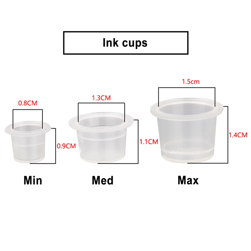 1000pcs Mixed Size Ink Cups White Plastic Disposable Tattoo Ink Holder