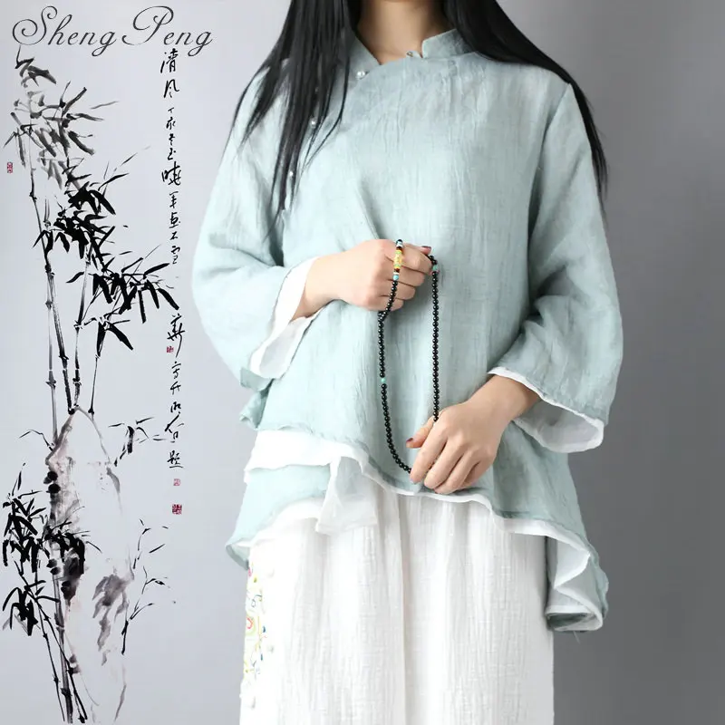 

Cheongsam top chinese style clothing traditional chinese clothing for women qipao top linen shirt women linen clothes CC046