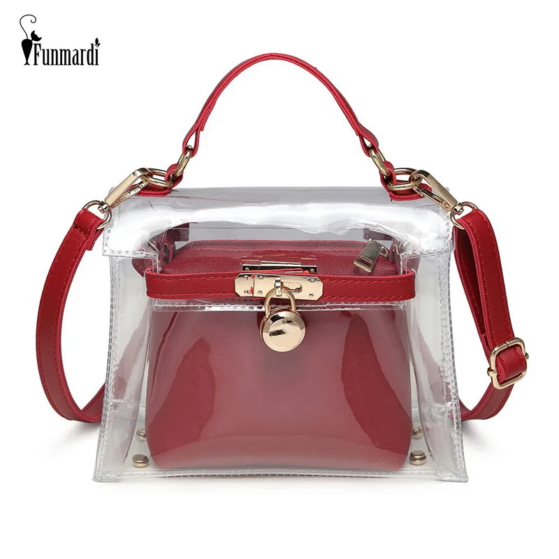 

FUNMARDI New Summer PVC Transparent Bags Women Shoulder Bags Small Flap PU Leather Crossbody Bags For Women Handbags WLHB1900