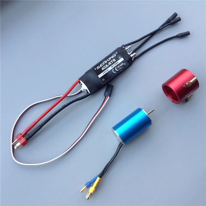

RC Boat Parts Power Kit 2s 3s Water Cooling Dual Way Bidirectional 40A Brushed ESC+2440 Brushless Motor Marine Drive Set