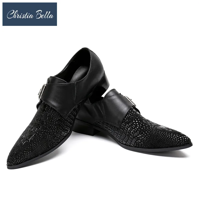 

Christia Bella Brand Classic Mens Dress Shoes Summer Slippers Genuine Leather Comfortable Italian Retro Men Shoes for Wedding