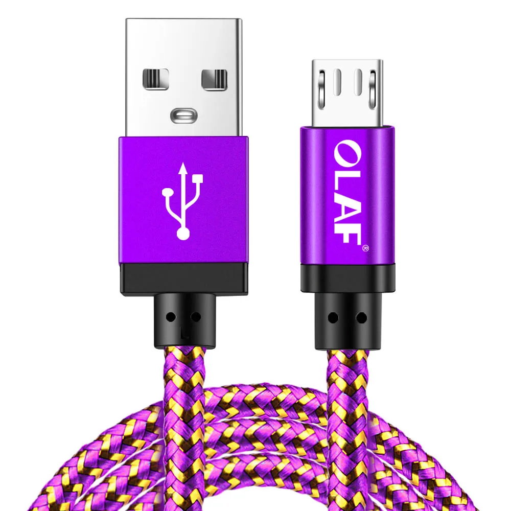 Purple OLAF Micro USB кабель Быстрая зарядка зарядное устройство кабель для передачи данных для samsung huawei Xiaomi LG Tablet Android Microusb Кабели для мобильных телефонов - Цвет: Purple
