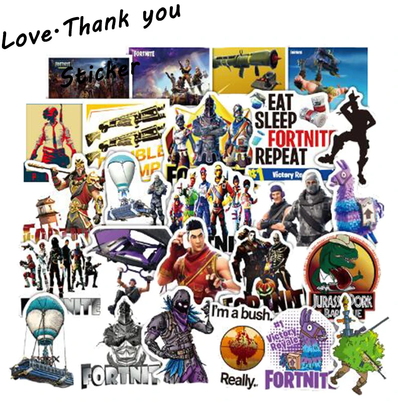 45 Pcs/lot Game Fortnite Stickers For Computer PS4 Pad Phone Laptop TV Fridge Bicycle Pvc Waterproof Decal Sticker