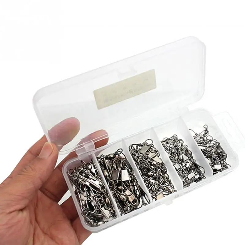 

100pcs Hooked Fishing Swivel Pin Snap Hook Fishing Connector Fishhook Lure Tackle Fish Accessories