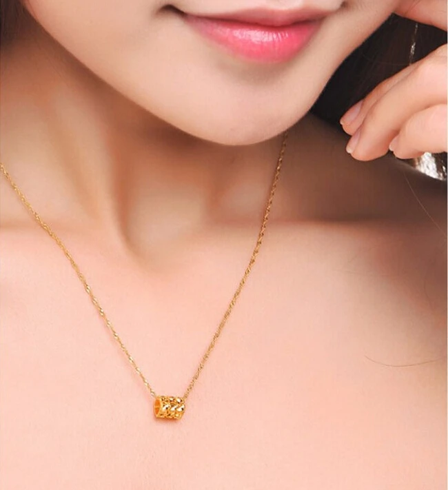 

Luxury Fashion Pure 24k Yellow Gold Pendant 3D Bless Carved Shape Pendant 1.29g