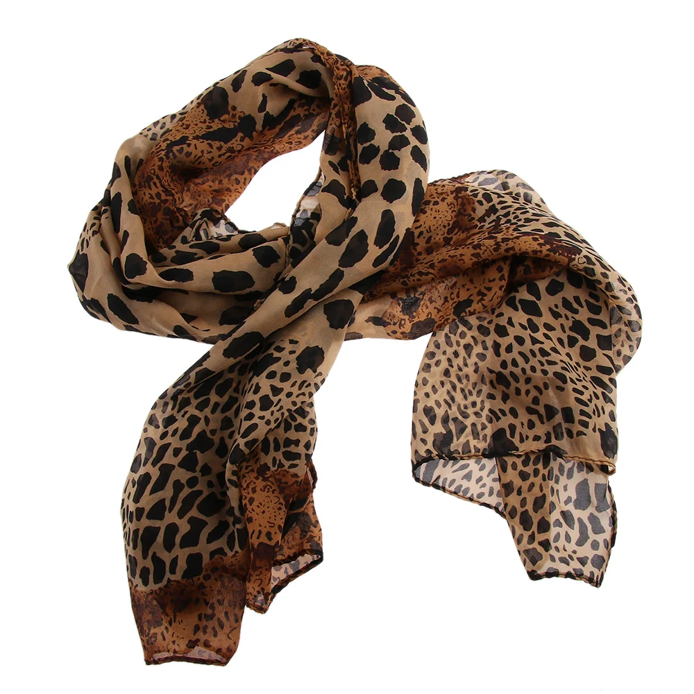 Элегантный женский Шелковый шифон Леопардовый шарф Благородный Модный женский длинный мягкий шарф леди Шарм леопардовый шарф шаль