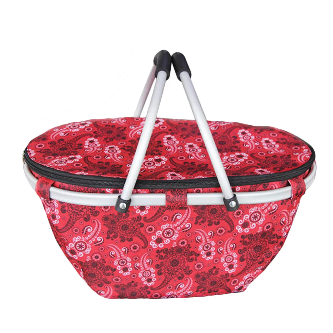 Large Aluminum Frame Basket Outdoor Collapsible Insulated Market Basket Picnic Tote Type Ain