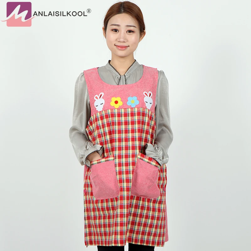 2018 New Fashion Korean Cute Printed Women Apron With Pockets School
