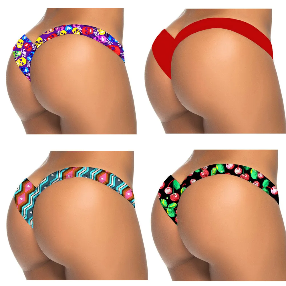 

MUQGEW Feel free to Match Women Brazilian Print Bikini Bottom Thong Bathing Beach Swimsuit Swimwear Swimming pants #0206