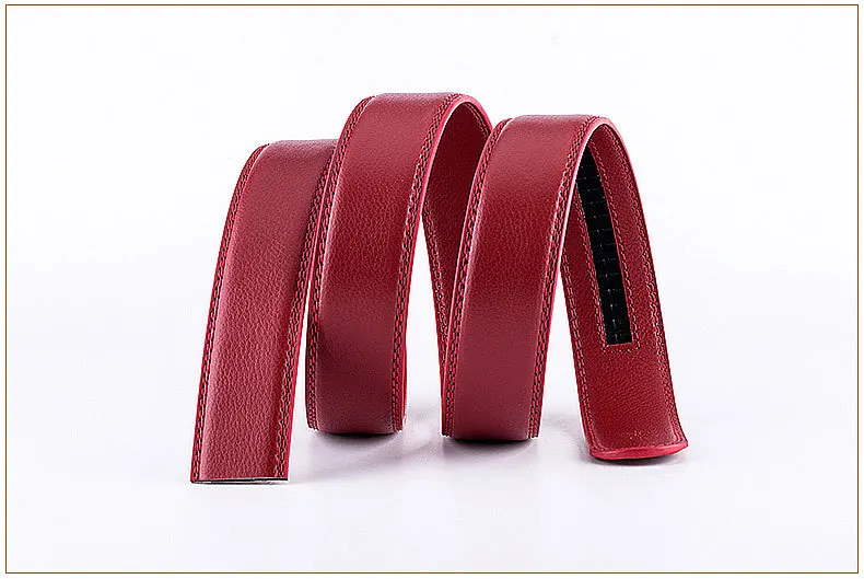 WESTERN AUSPICIOUS Belt No Buckle 3.5CM Cowskin Genuine Leather Belt Men Without Automatic Buckle Strap Blue Red Coffee Brown dragon belt