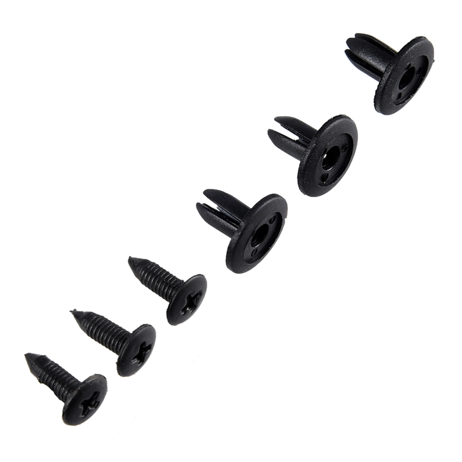 R SODIAL 100 Pcs Car Fender Push in Type Plastic Rivets Fastener Black 15 x 13 x 6mm