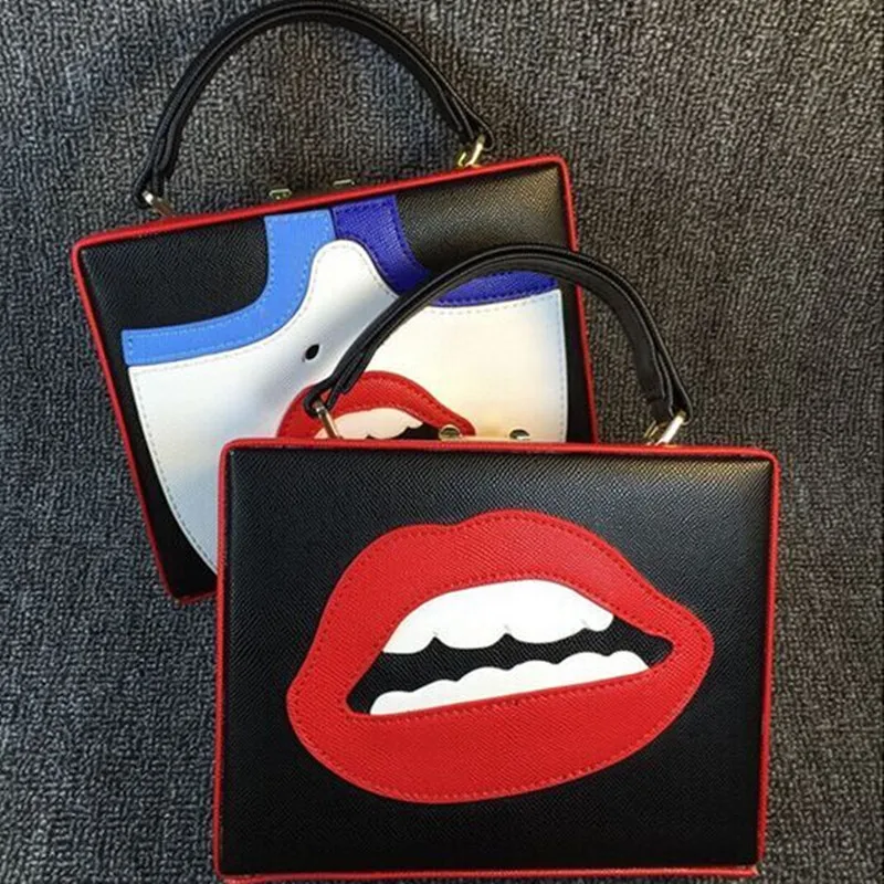 

2018 Bolsos Mujer Pocket Single Cell Phone Zipper Messenger Bags Half Moon Unisex Floral Personality Lip Package Printed Box