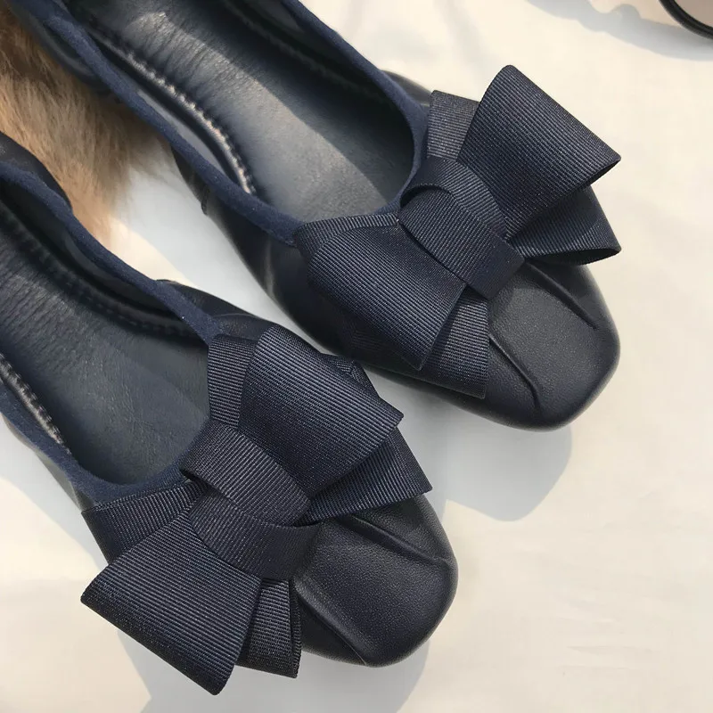 Plus Size 34-42 Sheepskin Women Ballet Flats Bowknots Driving Shoes Female 2018 Soft Casual Flat Heel Shoes Women's Single Shoes (16)