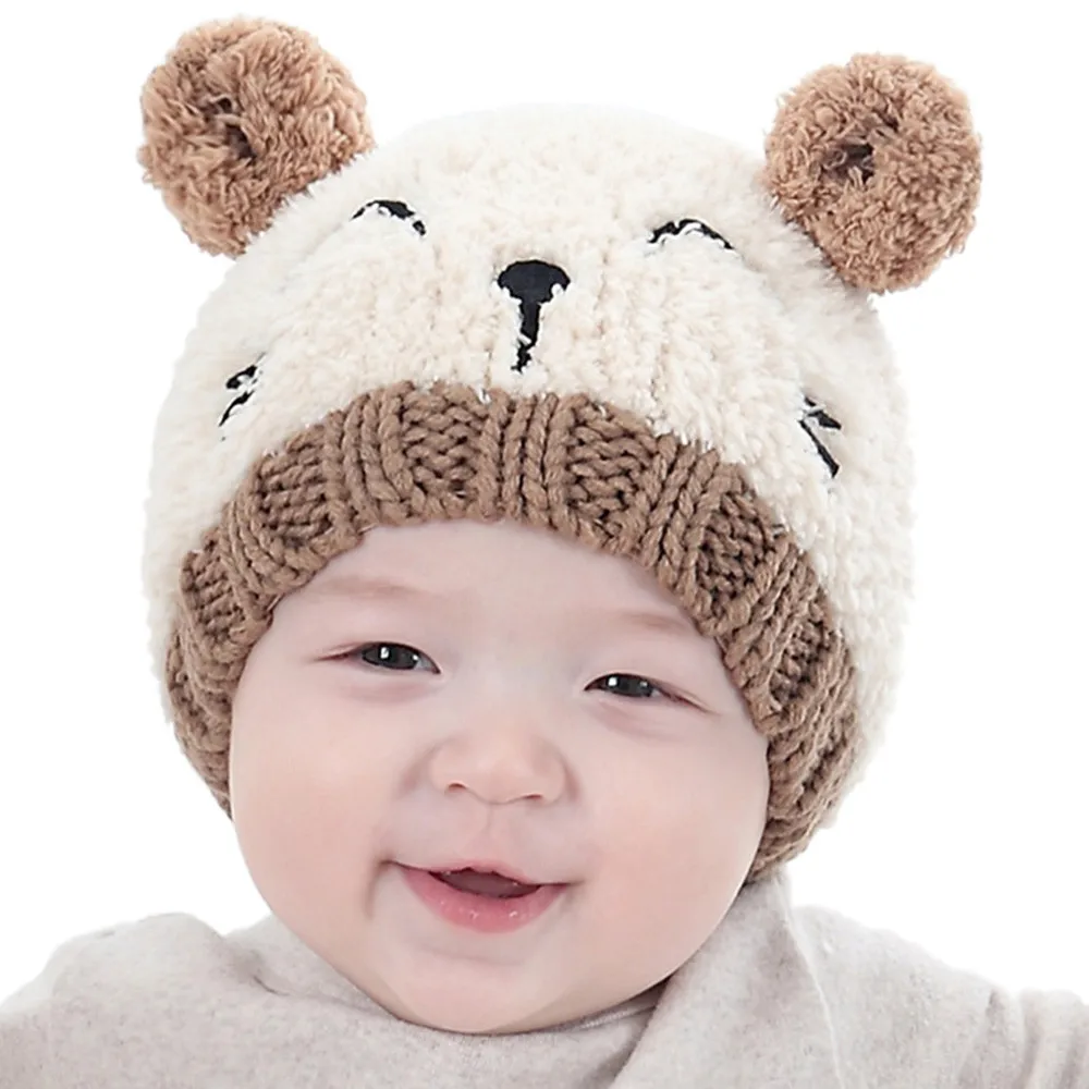 1 шт., милая мягкая вязаная шапка для маленьких мальчиков и девочек, ветрозащитная теплая oc26