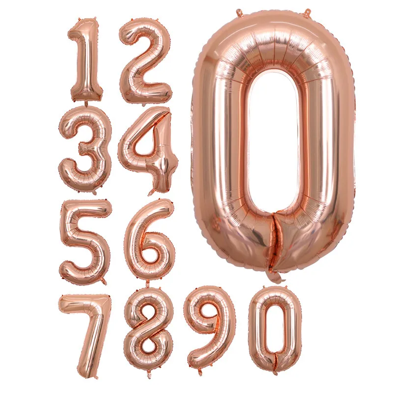 2 шт 30/40 дюймовые шары с гелием из розовой фольги с цифрами 18, 20, 25, 30, 50 лет, аксессуары для украшения дня рождения для взрослых - Цвет: rose gold