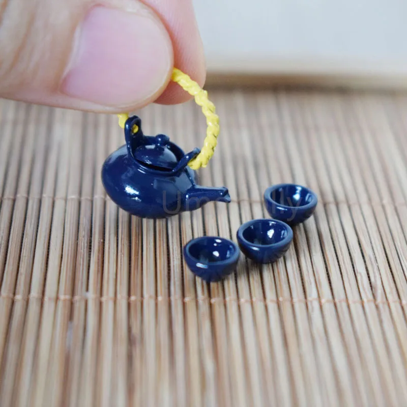 

1/12 Cute Mini Chinese Style Dollhouse Tea Cup Pretend Play Kitchen Set