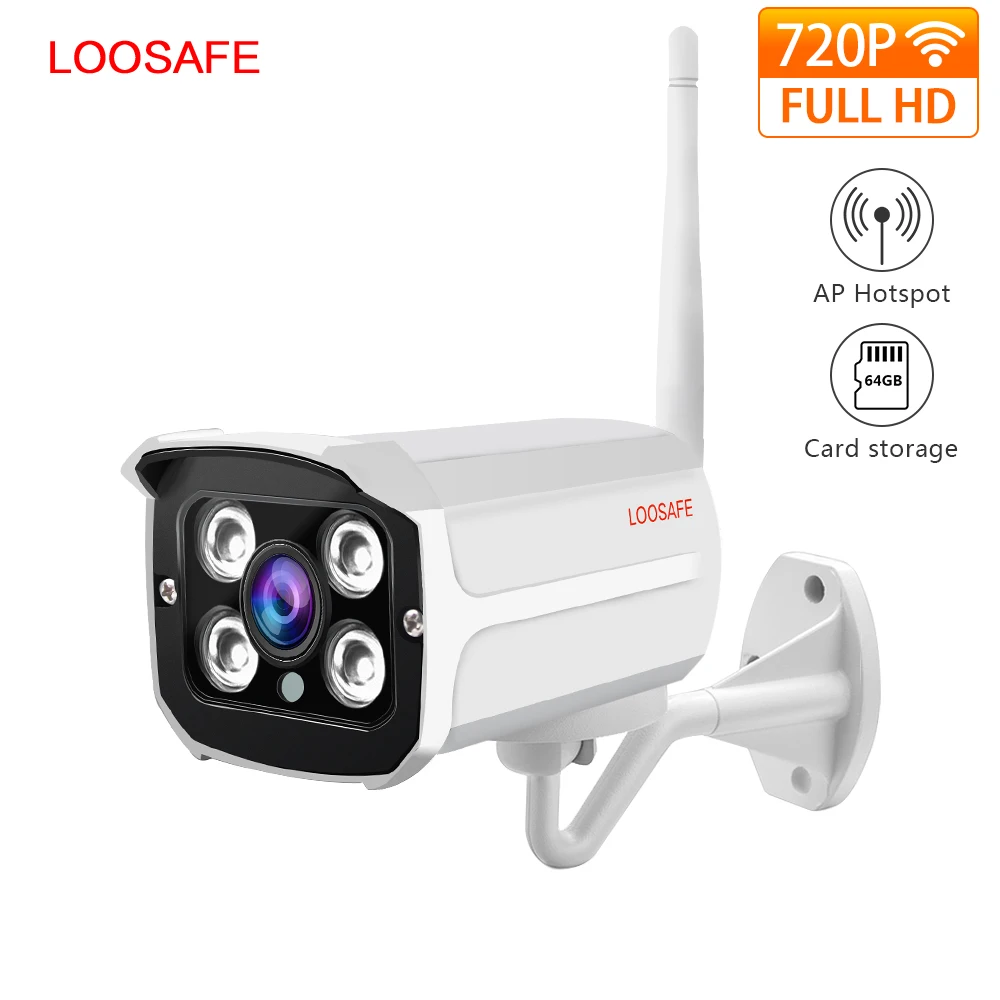 LOOSAFE IP 카메라 와이파이 야외 총알 카메라 풀 HD ONVIF 무선 홈 보안 카메라 MiscroSD 카드 슬롯 최대 64 그램