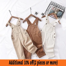 Г. Осенняя Вельветовая Однотонная юбка на бретелях для маленьких девочек комбинезоны различных цветов, Детский комбинезон для девочек