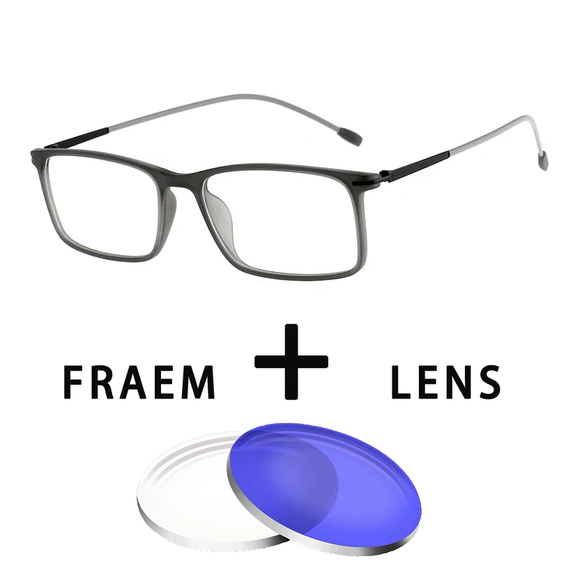 

New Fashion Brand Design Optical Glasses Prescription Anti blue light Oculos Myopia Multifocal Lens Men Square Frame Glasses