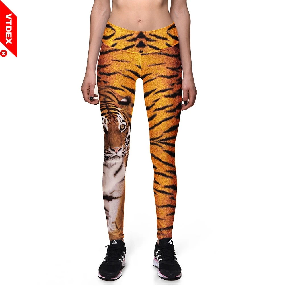 VTDEX Women Sports Running Leggings Tiger Pattern Stretch