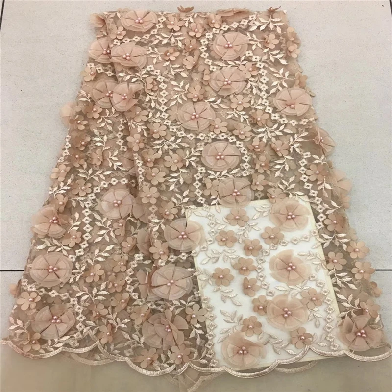 

Latest french lace 2018 gold bridal beaded trim high quality french lace embroidery nigerian lace fabrics for wedding