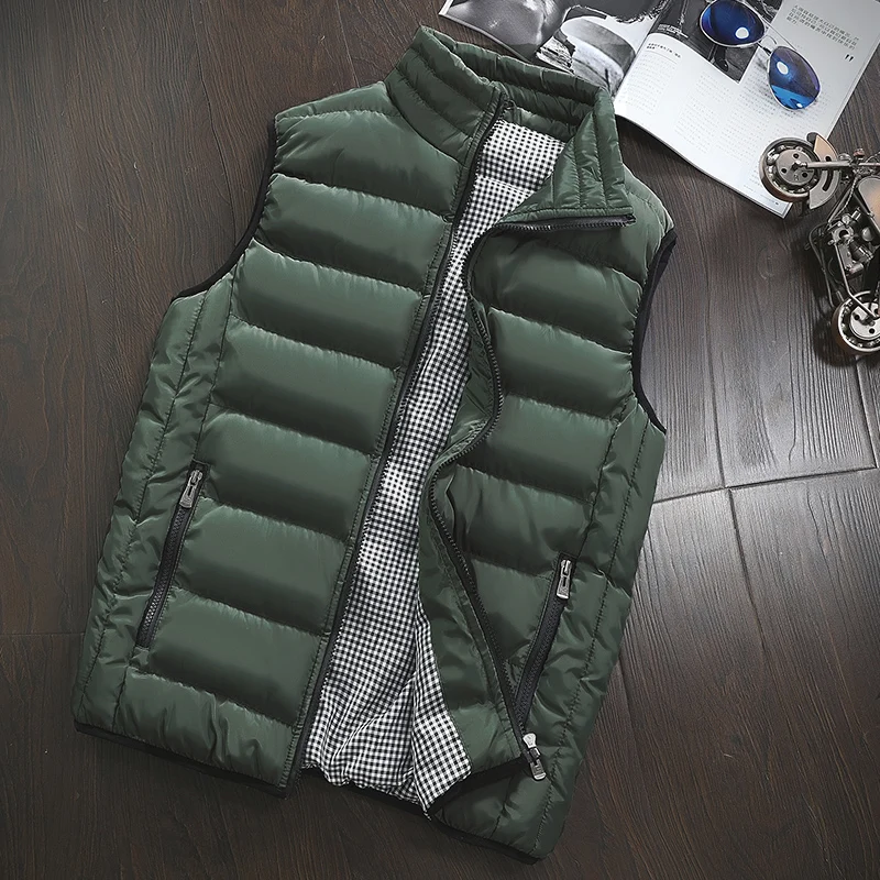 Зимняя мужская куртка, высокое качество, жилетка, мужская, s, брендовая, осенняя, одноцветная, без рукавов, куртка, Мужская, теплая, жилет, для мужчин размера плюс, 5XL - Цвет: army green