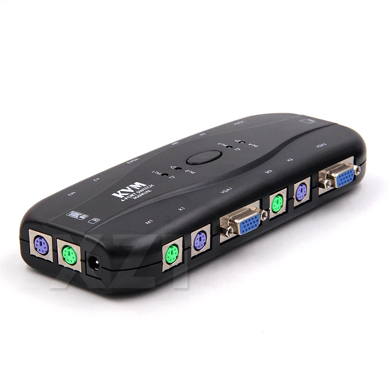 New Black Newest 4 Port hub USB 2.0 KVM PS/2 Switch Box