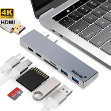 Ingelo 7 в 1 USB C концентратор для MacBook Pro 1" 15" адаптер Duo type C 5 Гбит/с PD 4K HDMI microSD/SD RJ45 разветвитель LAN металлический usb-хаб