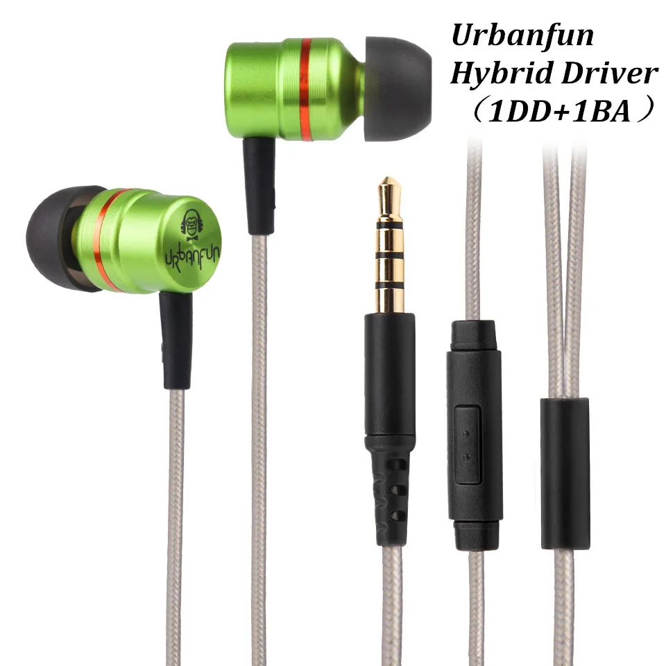 New URBANFUN Balanced Armature With Dynamic In Ear Earphone BA Driver Noise Cancelling Headset With Mic