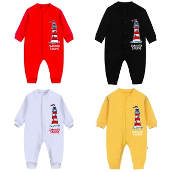 

Cute Light House Spring Autumn 100% Cotton Baby Boys Girl Babies Infant Rompers Pajamas Jumpsuits A Quality Babe Clothing SA2116