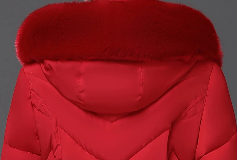 Высокое качество зимняя куртка женская теплая плотная X-long тонкая женская парка зимняя одежда с капюшоном из искусственного меха Женское пальто