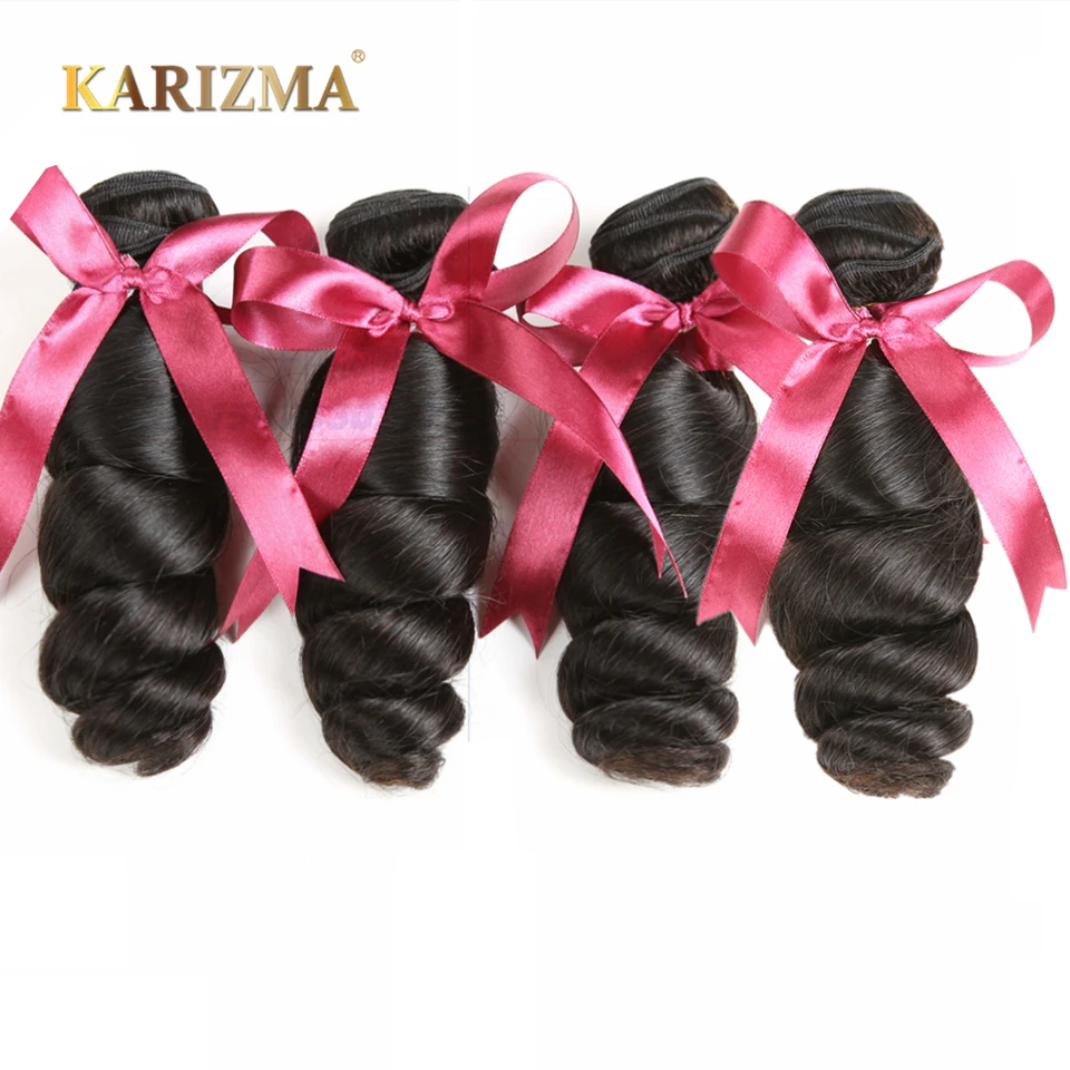 

Karizma Brazilian loose Wave 4 Bundles Deal 100% Human Hair Extensions Non Remy Hair Natural Color Brazilian Hair Weave Bundles