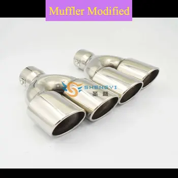 

High Quality!Universal Type of Car Rear Stainless Steel Double Out Exhaust Muffler Tips with Circular Mouth for All Cars--3021