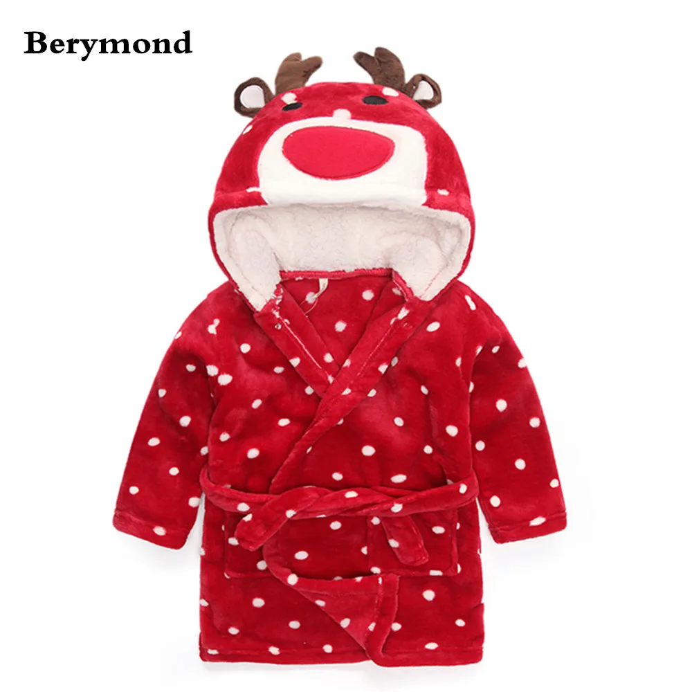 Berymond/ детский Халат фланелевый Халат в форме животных для мальчиков и девочек домашняя пижама одежды для малышей Детская одежда для сна и халаты
