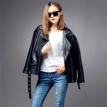 Корейский стиль Высокое качество PU Moto Женская куртка модная Свободная куртка-бомбер плюс размер BF женская черная повседневная куртка
