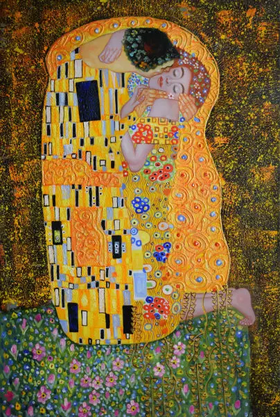 

100%Hand Painted Gustav Klim Kiss Oil Painting on Canvas Abstract Canvas Painting Wall Art Picture Painting for Living Room