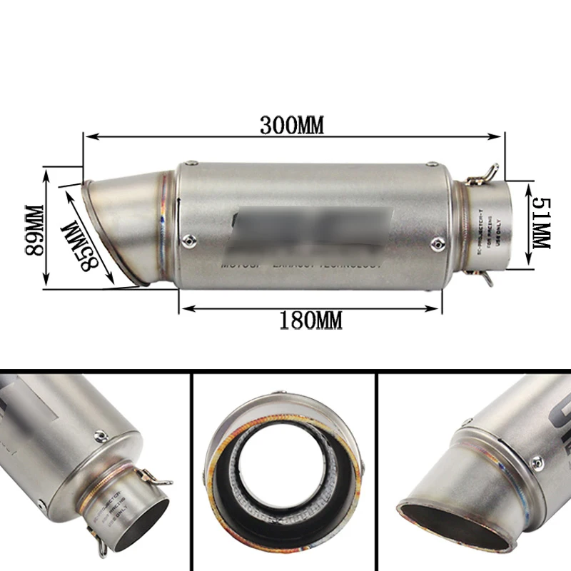 Универсальный 51 60,5 мм из нержавеющей стали, выхлопная труба из настоящего углеродного волокна, без дБ, убийца, без шнуровки, для мотоцикла, грязного велосипеда, Модифицированная трубка