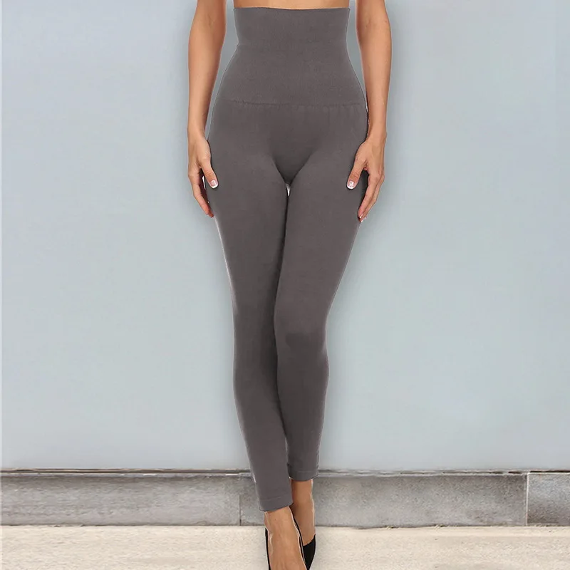 Vertvie леггинсы с высокой талией для фитнеса, плотные бархатные женские Беговые штаны для йоги, брюки с компрессионным управлением, спортивные Леггинсы - Цвет: Gray
