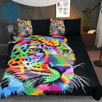 Weer による高速 & 集束チーター寝具セットヒョウ布団カバーカラフルな野生動物ホームテキスタイル水彩寝具 3 個