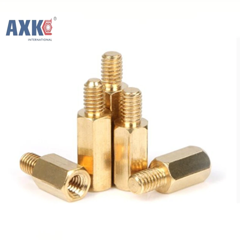 50Pcs M2*L+3mm Hex head Brass Spacing Screws Threaded Pillar PCB Computer PC Motherboard