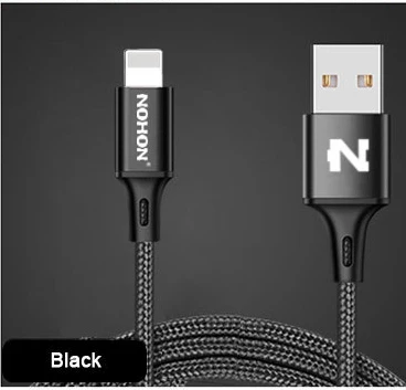 NOHON 8-контактный USB кабель для быстрой зарядки и синхронизации данных для iPhone 7, 7 Plus, 6, 6S Plus, iOS 10, 9, 8, iPad, Кабели USB для мобильных телефонов - Цвет: Black