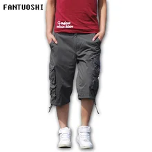 Новые мужские карго шорты прямые повседневные короткие штаны военный Летний стиль длиной до колена плюс размер шорты мужские серый хаки красный 40