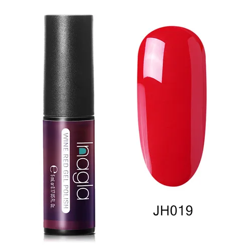Inagla Гель-лак 5 мл винно-красная серия УФ-гель для ногтей Дизайн ногтей замачиваемый светодиодный светильник 36 цветов Vernis Полупостоянный - Цвет: JH019