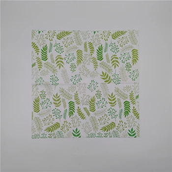 

33cm 20 Vintage table napkins tissue green Palm leaf handkerchief wedding birthday party dinner serviette decoupage towel mat
